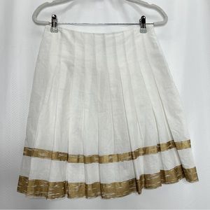 Etcetera cream and gold pleated skirt linen blend